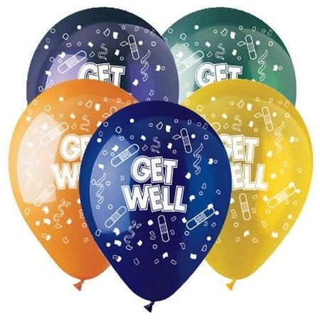 LOONBALLOON Get Well Balloons, 12 inch ALL-ROUND FESTIVE GET WELL 50 Pack LOON-LAB-950009-C